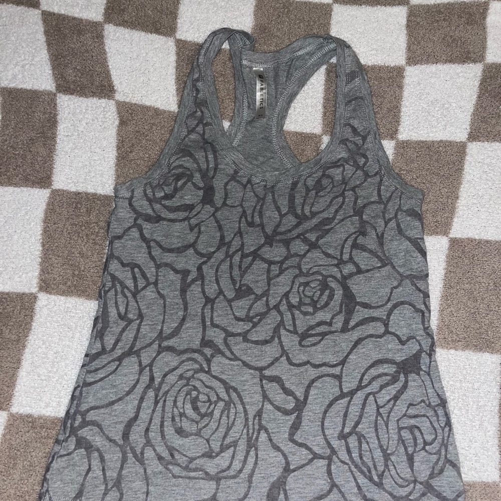 Fabletics Gray Rose Pattern Tank Top